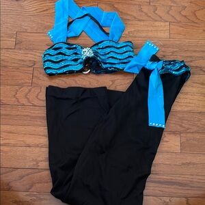 Kids Dance Costume in Blue and Black